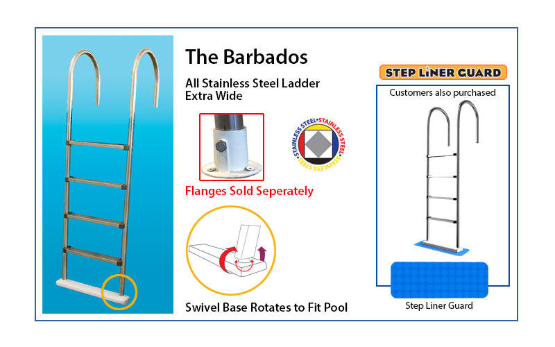 The Barbados stainless steel pool ladder
